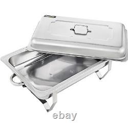 VEVOR 3 Packs 9.5 Quart Stainless Steel Chafing Dishes Rectangular Chafer Set