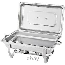 VEVOR 3 Packs 9.5 Quart Stainless Steel Chafing Dishes Rectangular Chafer Set