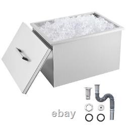 VEVOR 32 Quart Drop in Ice Chest Ice Cooler Ice Bin Stainless Steel 20x14x13