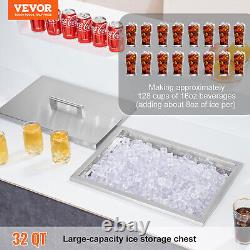 VEVOR 32 Quart Drop in Ice Chest Ice Cooler Ice Bin Stainless Steel 20x14x13