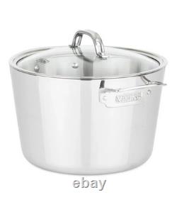 VIKING 8 Qt quart 3-Ply Stainless Steel Casserole Stock Soup Pot Pan Glass Lid
