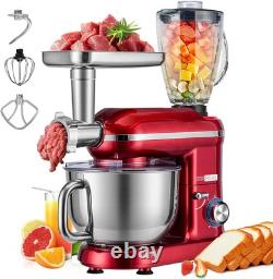 VIVOHOME 3 in 1 Multifunctional Stand Mixer with 6 Quart Stainless Steel Red