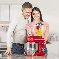 VIVOHOME 3 in 1 Multifunctional Stand Mixer with 6 Quart Stainless Steel Red