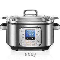 Versatile 10-in-1 Programmable Slow Cooker 6 Quart Stainless Steel A