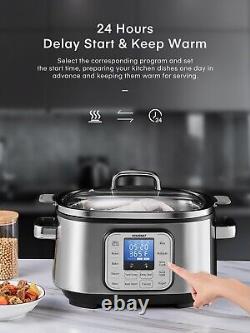 Versatile 10-in-1 Programmable Slow Cooker 6 Quart Stainless Steel A