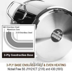 Versatile 20 Quart Stainless Steel Stock Pot Oven & Stovetop Safe