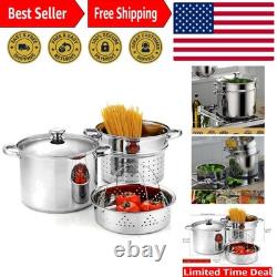 Versatile 8 Quart Stainless Steel Multipot Pasta Cooker & Steamer 4-Piece Set