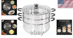 Versatile 8 Quart Stainless Steel Steamer with Glass Lid Triply Bottom Design