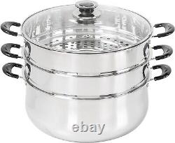 Versatile 8 Quart Stainless Steel Steamer with Glass Lid Triply Bottom Design