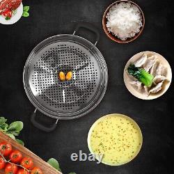 Versatile 8 Quart Stainless Steel Steamer with Glass Lid Triply Bottom Design