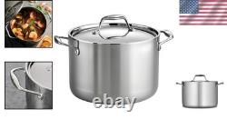 Versatile 8-Quart Stainless Steel Stock Pot with Riveted Handles & Lid