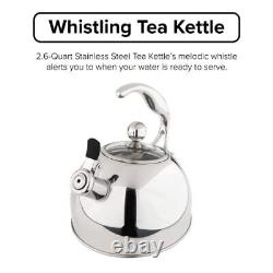 Viking 2.6 Quart Stainless Steel Whistling Tea Kettle With 3ply Base Mirror Fini