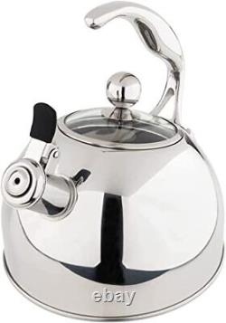 Viking 2.6 Quart Stainless Steel Whistling Tea Kettle With 3ply Base Mirror Fini