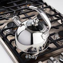 Viking 2.6 Quart Stainless Steel Whistling Tea Kettle With 3ply Base Mirror Fini