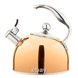 Viking 2.6 Quart Stainless Steel Whistling Tea Kettle With 3ply Base Rose Gold