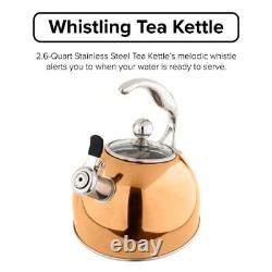 Viking 2.6 Quart Stainless Steel Whistling Tea Kettle With 3ply Base Rose Gold