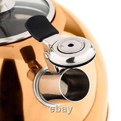 Viking 2.6 Quart Stainless Steel Whistling Tea Kettle With 3ply Base Rose Gold