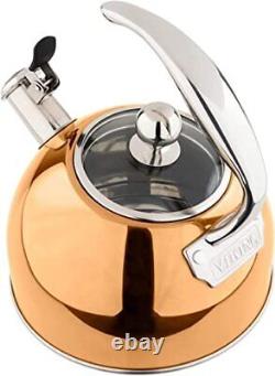 Viking 2.6 Quart Stainless Steel Whistling Tea Kettle With 3ply Base Rose Gold