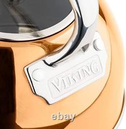 Viking 2.6 Quart Stainless Steel Whistling Tea Kettle With 3ply Base Rose Gold