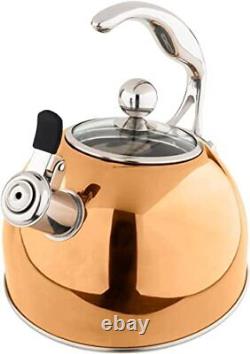 Viking 2.6 Quart Stainless Steel Whistling Tea Kettle With 3ply Base Rose Gold