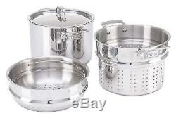 Viking 3-Ply Stainless Steel Pasta Pot with Steamer, 8 Quart