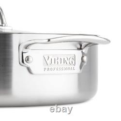 Viking 5-Ply Deep Frying Pan with Lid, 6.4 Quart Stainless Steel Saute Cooking