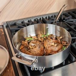 Viking 5-Ply Deep Frying Pan with Lid, 6.4 Quart Stainless Steel Saute Cooking
