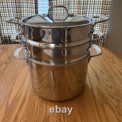 Viking & All Clad 3-Ply Stainless Steel Pasta Pot with Lid, 8 Quart, 4 Piece Set