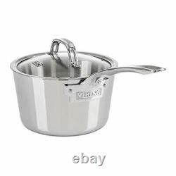 Viking Contemporary 3-Ply Stainless Steel Saucepan with Lid 2.4 Quart