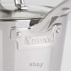 Viking Contemporary 3-Ply Stainless Steel Saucepan with Lid, 2.4 Quart, Silve