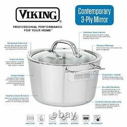 Viking Contemporary 3-Ply Stainless Steel Saucepan with Lid 3.4 Quart