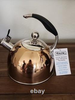 Viking Culinary 3-Ply Stainless Steel Whistling Tea Kettle 2.6 Quart Copper NEW