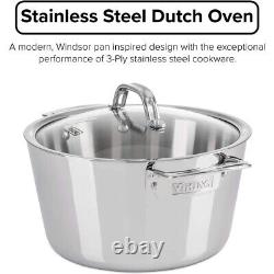 Viking Culinary Contemporary 3-Ply Stainless Steel Dutch Oven, 5.2 Quart×1×1