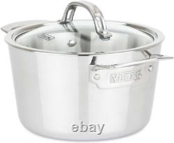 Viking Culinary Contemporary 3-Ply Stainless Steel Soup Pot, 3.4 Quart, Inclu