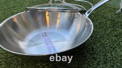 Viking Professional 3-Ply Stainless Steel Wok 4.9 Qt Quart Glass Lid Chefs Pan