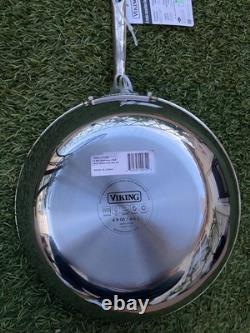Viking Professional 3-Ply Stainless Steel Wok 4.9 Qt Quart Glass Lid Chefs Pan