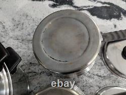 Vintage 3 Lifetime T304 Stainless Steel Pans Pots + Lids 6 Pcs 6 3 & 2 Qt 1 Dome