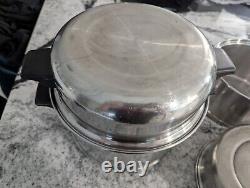 Vintage 3 Lifetime T304 Stainless Steel Pans Pots + Lids 6 Pcs 6 3 & 2 Qt 1 Dome