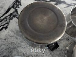 Vintage 3 Lifetime T304 Stainless Steel Pans Pots + Lids 6 Pcs 6 3 & 2 Qt 1 Dome