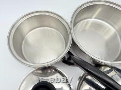 Vintage 6 Piece PERMANENT Multi Core 5 Ply Stainless Steel Sauce Pan Set 3 Quart