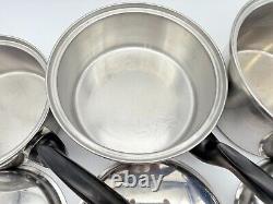 Vintage 6 Piece PERMANENT Multi Core 5 Ply Stainless Steel Sauce Pan Set 3 Quart