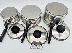 Vintage 6 Piece PERMANENT Multi Core 5 Ply Stainless Steel Sauce Pan Set 3 Quart