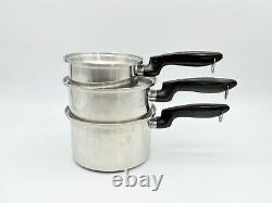 Vintage 6 Piece PERMANENT Multi Core 5 Ply Stainless Steel Sauce Pan Set 3 Quart