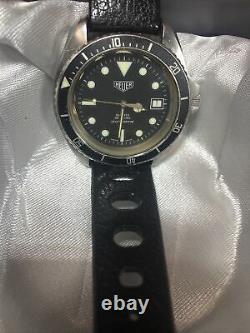 Vintage Heuer 200 Meter Professional 980.006 1853 Quarts Black Dial Diver Watch