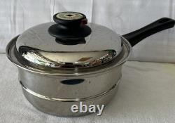 Vtg Maxam Stainless Steel Waterless Cookware Pot withSteam Control Lid 2 Quart