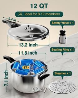 WantJoin Pressure Cooker, 12 Quart Stainless Steel Pressure Canner