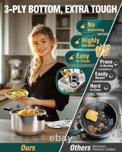 Wantjoin Pressure Cooker, 8 Quart Stainless Steel Pressure Canner, Induction Com