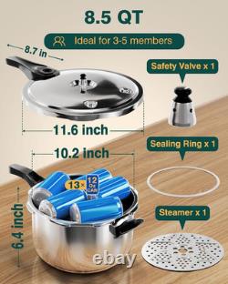 Wantjoin Pressure Cooker, 8 Quart Stainless Steel Pressure Canner, Induction Com
