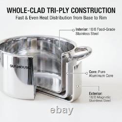 Whole-Clad 12-Quart Stainless Steel Stock Pot with Lid 12 Quarts