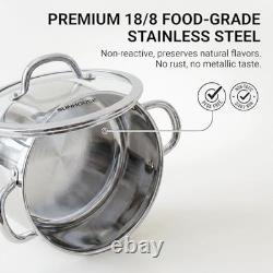 Whole-Clad 12-Quart Stainless Steel Stock Pot with Lid 12 Quarts